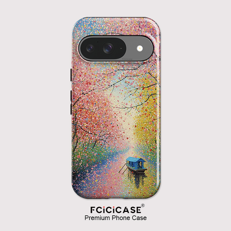 Google Pixel 8A - Fcicicase 다채로운 트리 보트 프린트 전화