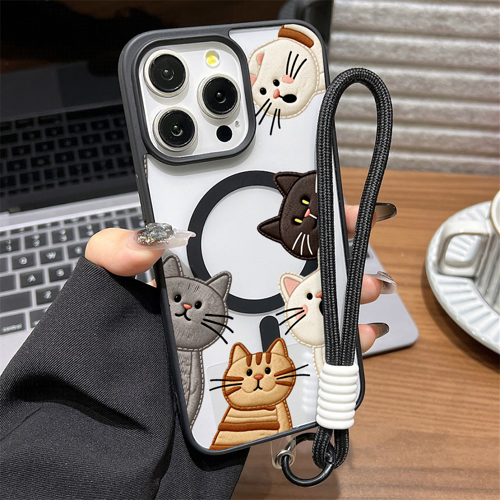 Apple Iphone 16 - 귀여운 자수풍 고양이 디자인 아이폰 15